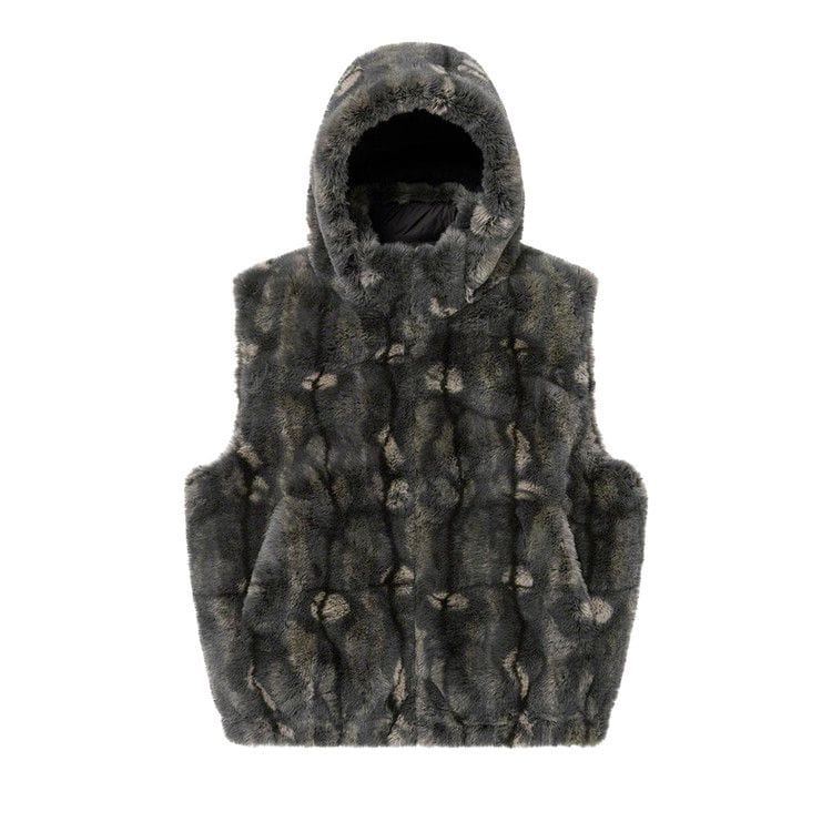 Supreme Faux Fur Hooded Vest Black