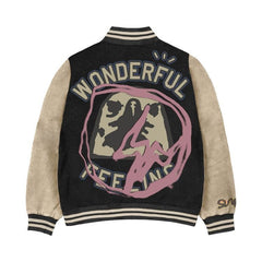 Cactus Jack by Travis Scott For Fragment Manifest Letterman Jacket Black