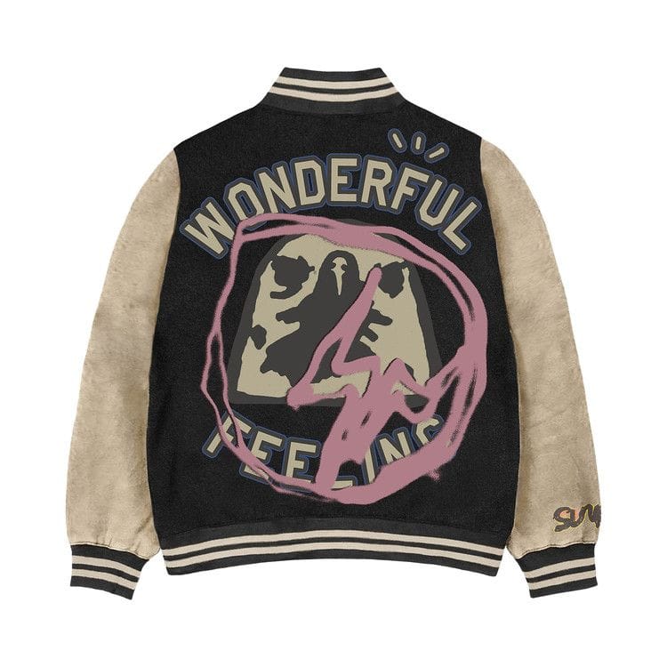 Cactus Jack by Travis Scott For Fragment Manifest Letterman Jacket Black
