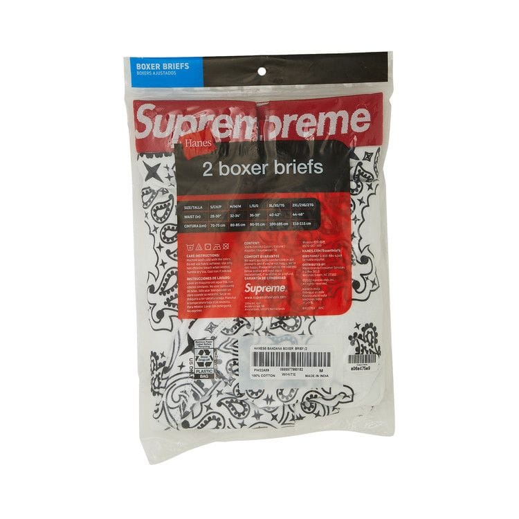 Supreme x Hanes Bandana Boxer Briefs (2 Pack) White