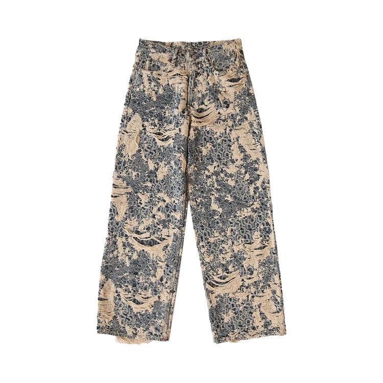 Acne Studios 1981 Fit Denim Distressed Monogram Jeans Mid Blue