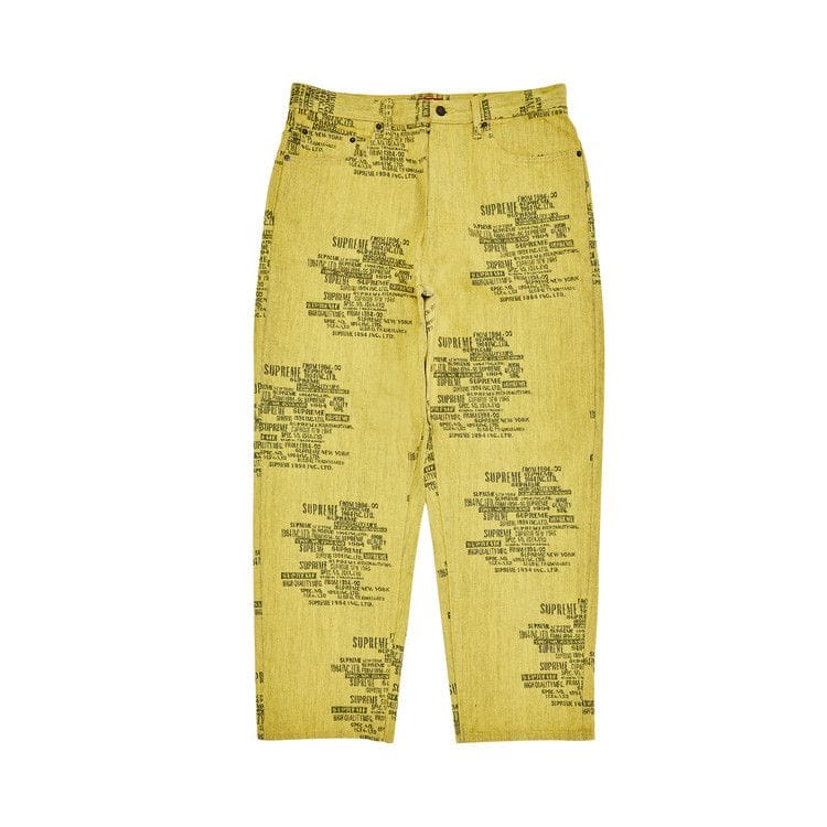 Supreme Trademark Jacquard Baggy Jean Washed Yellow