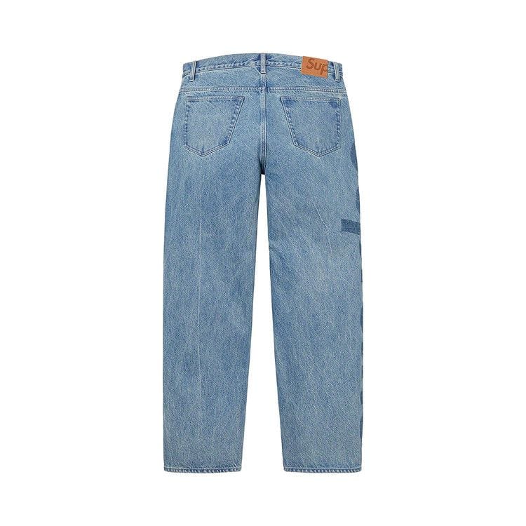 Supreme Inset Logo Jean Washed Blue
