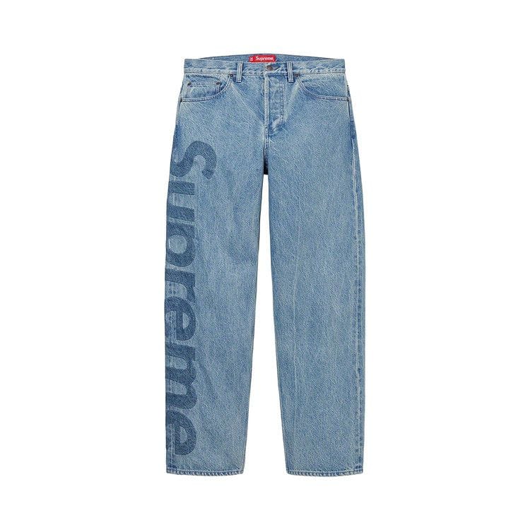 Supreme Inset Logo Jean Washed Blue