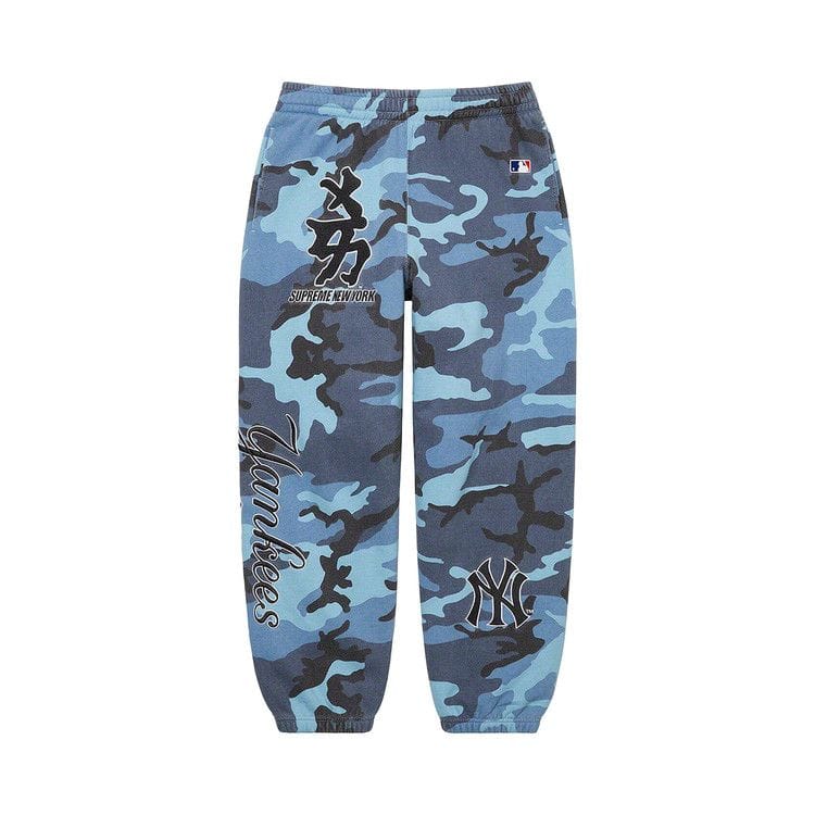 Supreme x New York Yankees Kanji Sweatpant Blue Camo