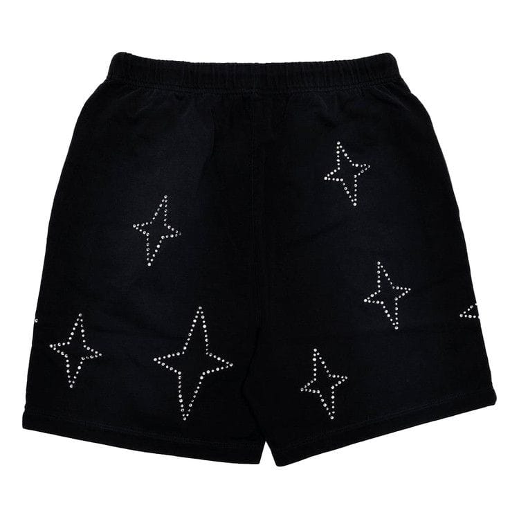 PURPLE BRAND Stacked Crystal Stars Shorts Black