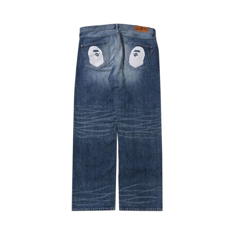BAPE Ape Head Relaxed Fit Denim Pants Blue/Light Indigo