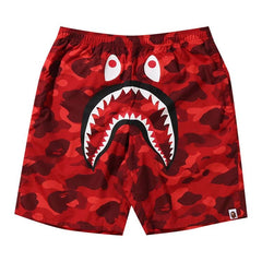 BAPE Color Camo Shark Beach Shorts Red