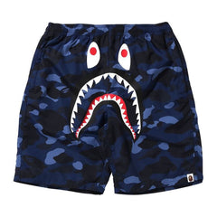 BAPE Color Camo Shark Beach Shorts Navy