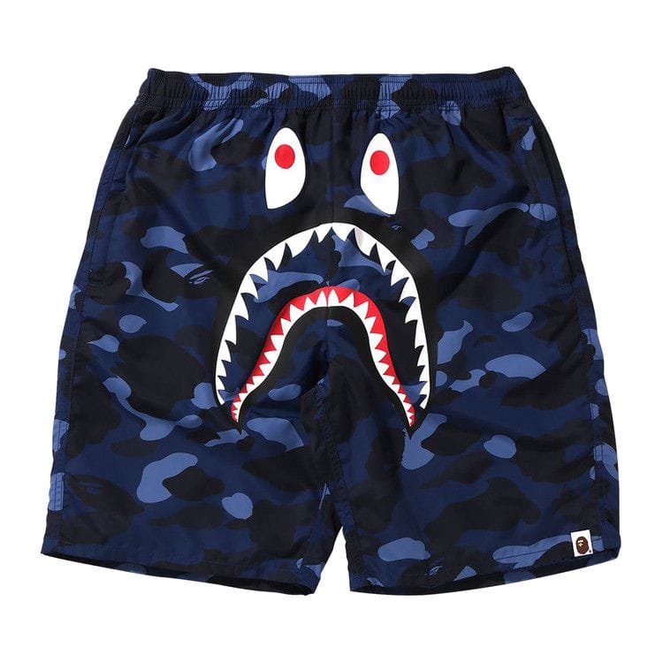 BAPE Color Camo Shark Beach Shorts Navy