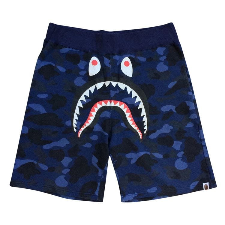 BAPE Camo Shark Sweat Shorts Navy