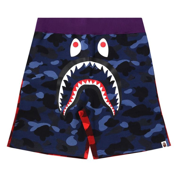 BAPE Crazy Camo Shark Sweat Shorts Navy