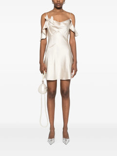 flower satin mini dress
