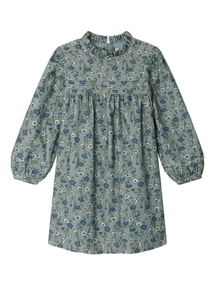 floral-print ruffled casual dress