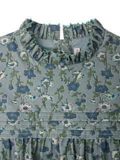floral-print ruffled casual dress