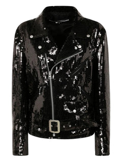 sequinned biker jacket