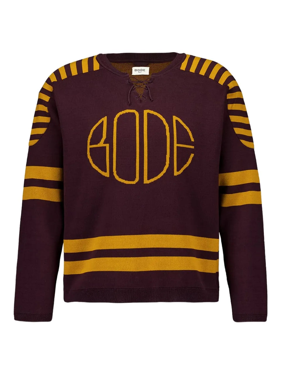striped lace-up sweater