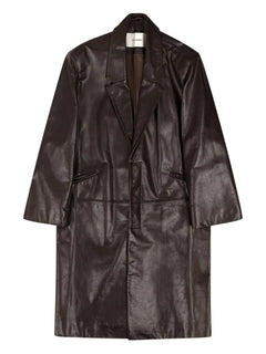 single-breasted leather coat