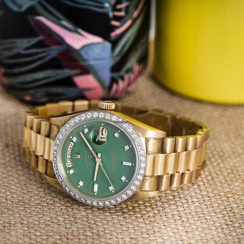 Rolex | Day-Date | 18038 | Yellow gold | 36mm mm | Yellow gold | Green | Automatic