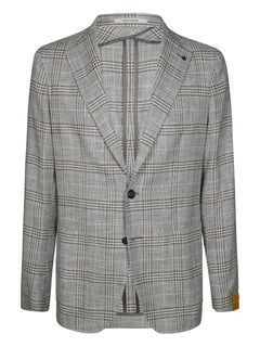 check-print blazer