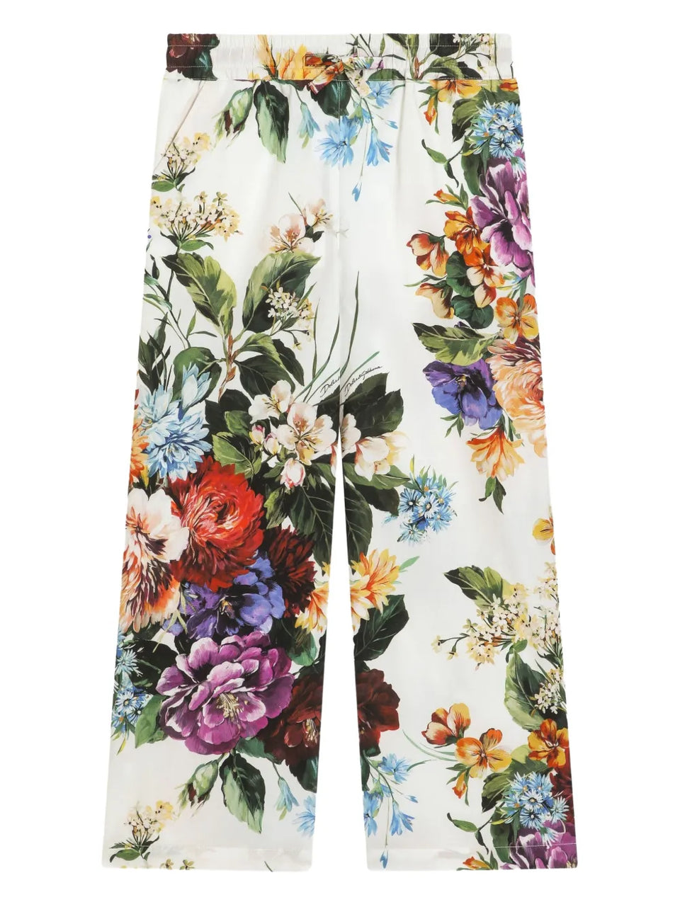 floral-print cotton trousers