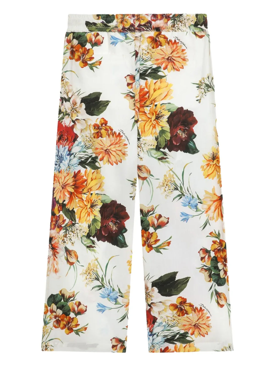 floral-print cotton trousers