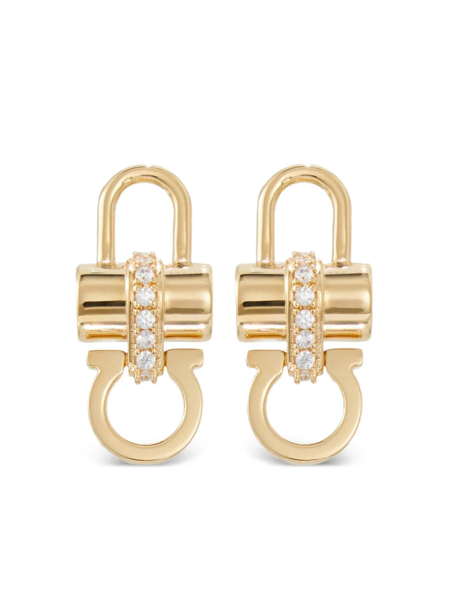 crystal embellished padlock earrings