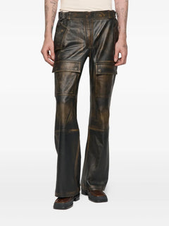 leather moto cargo trousers