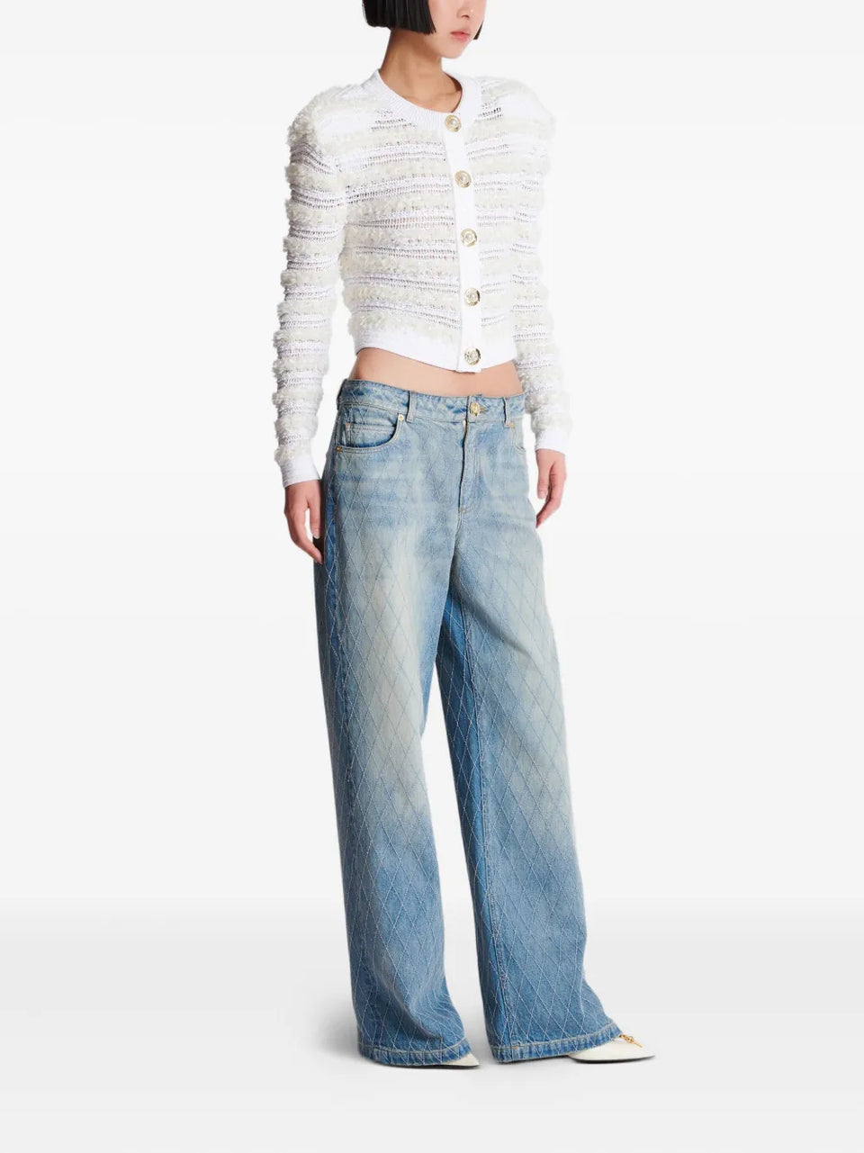 diamond-stitched jeans