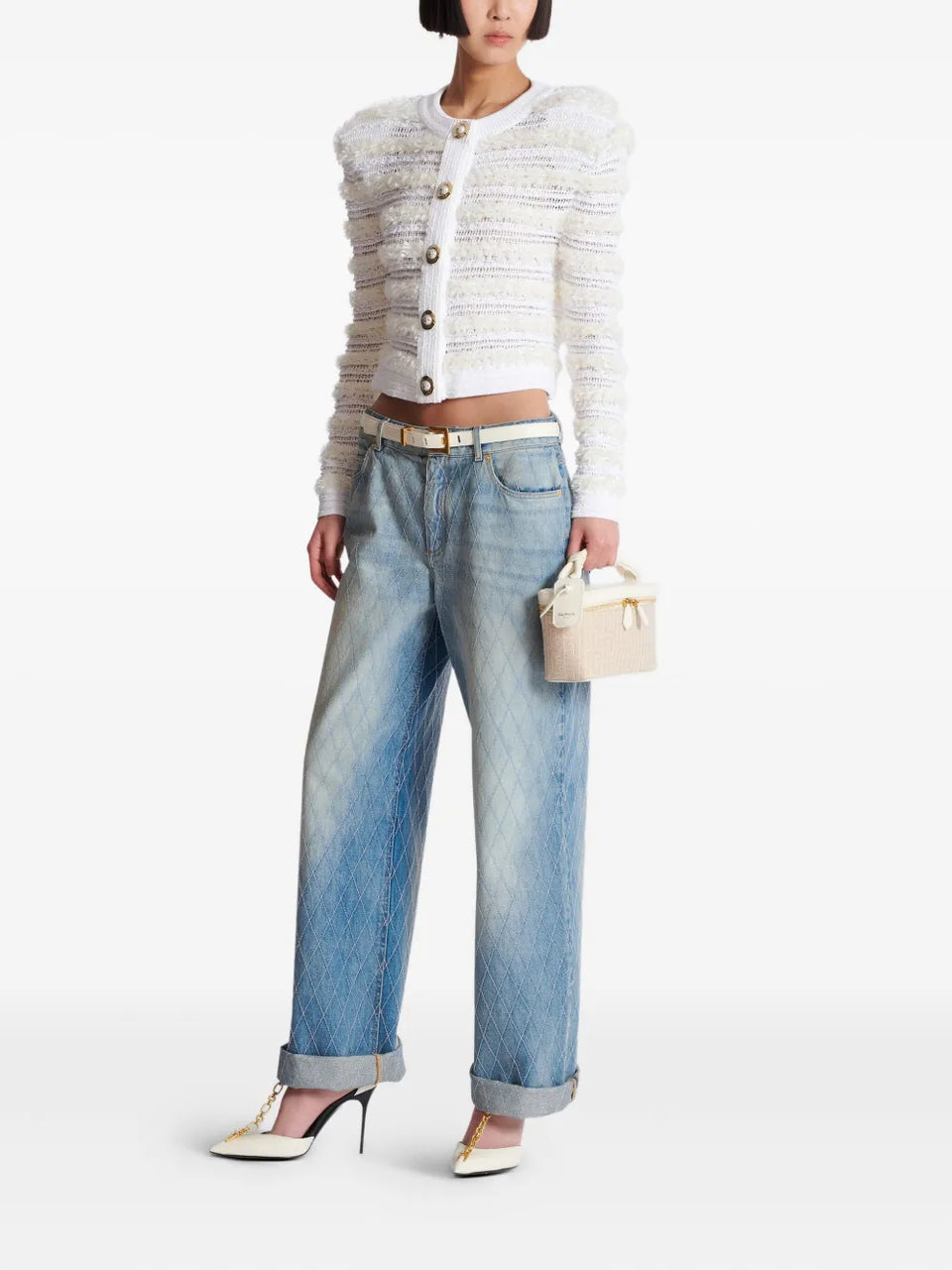 diamond-stitched jeans