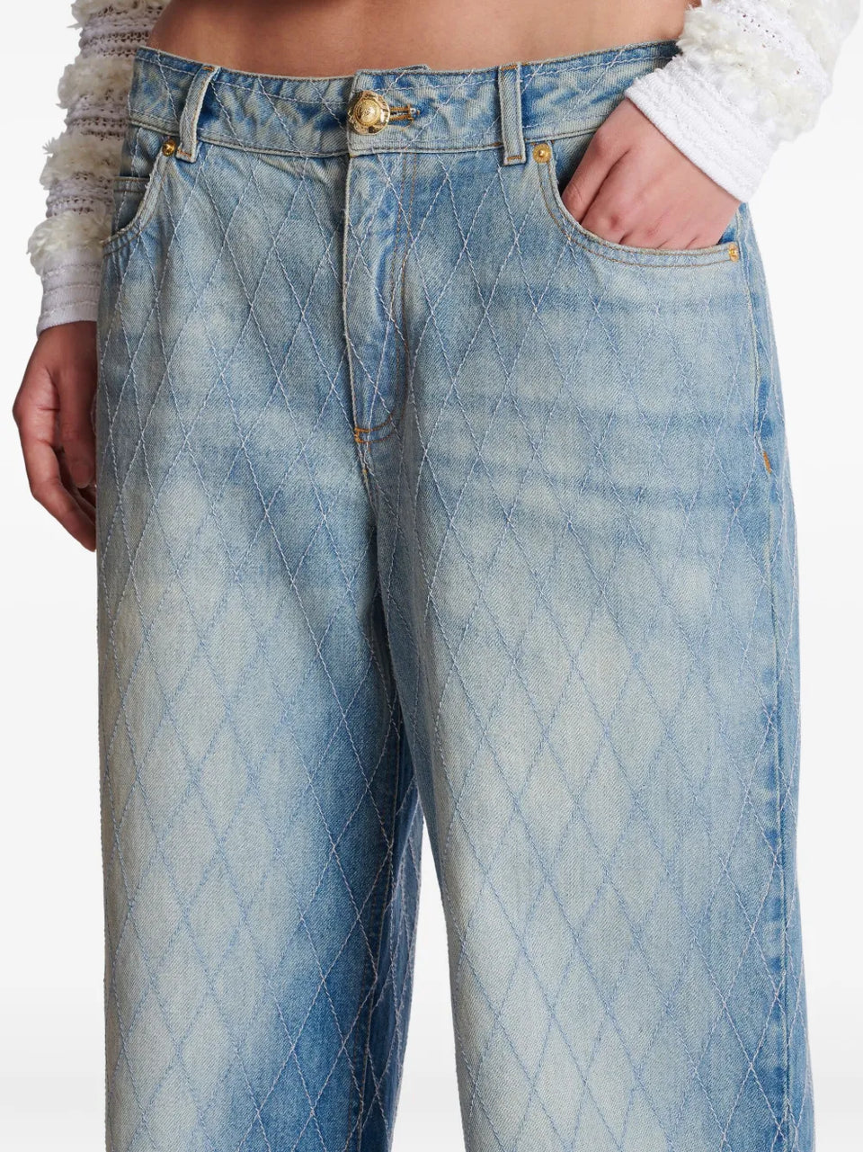 diamond-stitched jeans