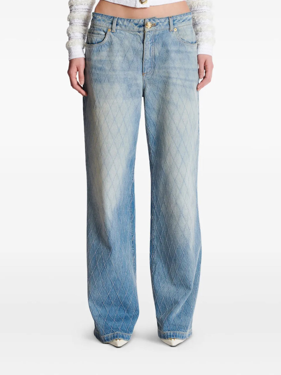 diamond-stitched jeans