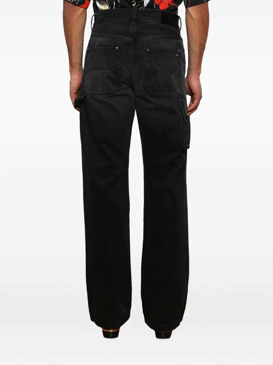 embossed-panel carpenter jeans