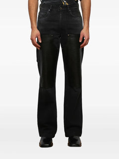 embossed-panel carpenter jeans