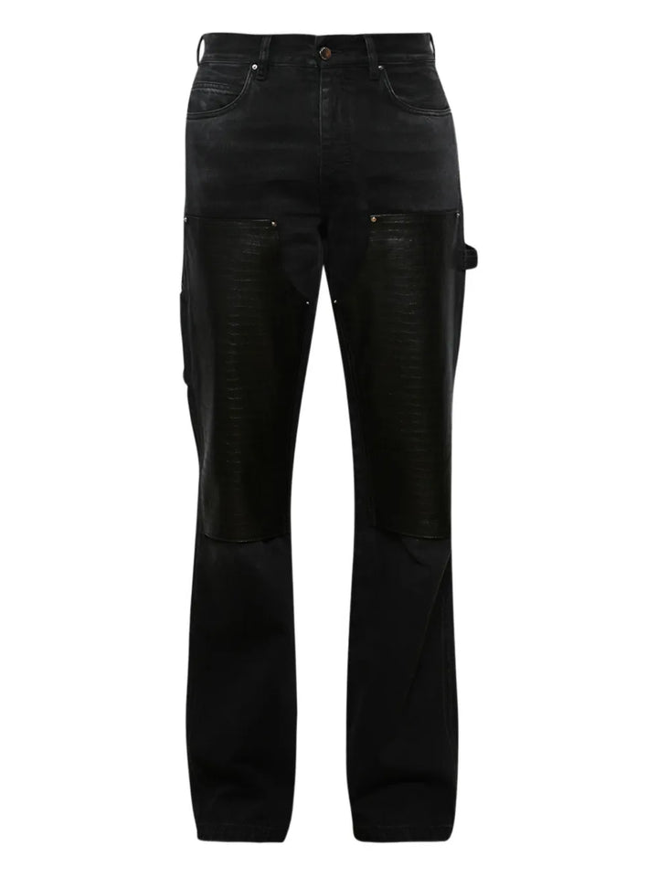 embossed-panel carpenter jeans