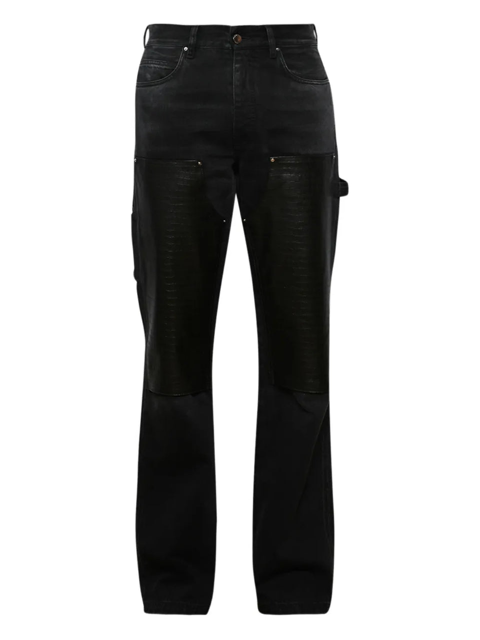 embossed-panel carpenter jeans