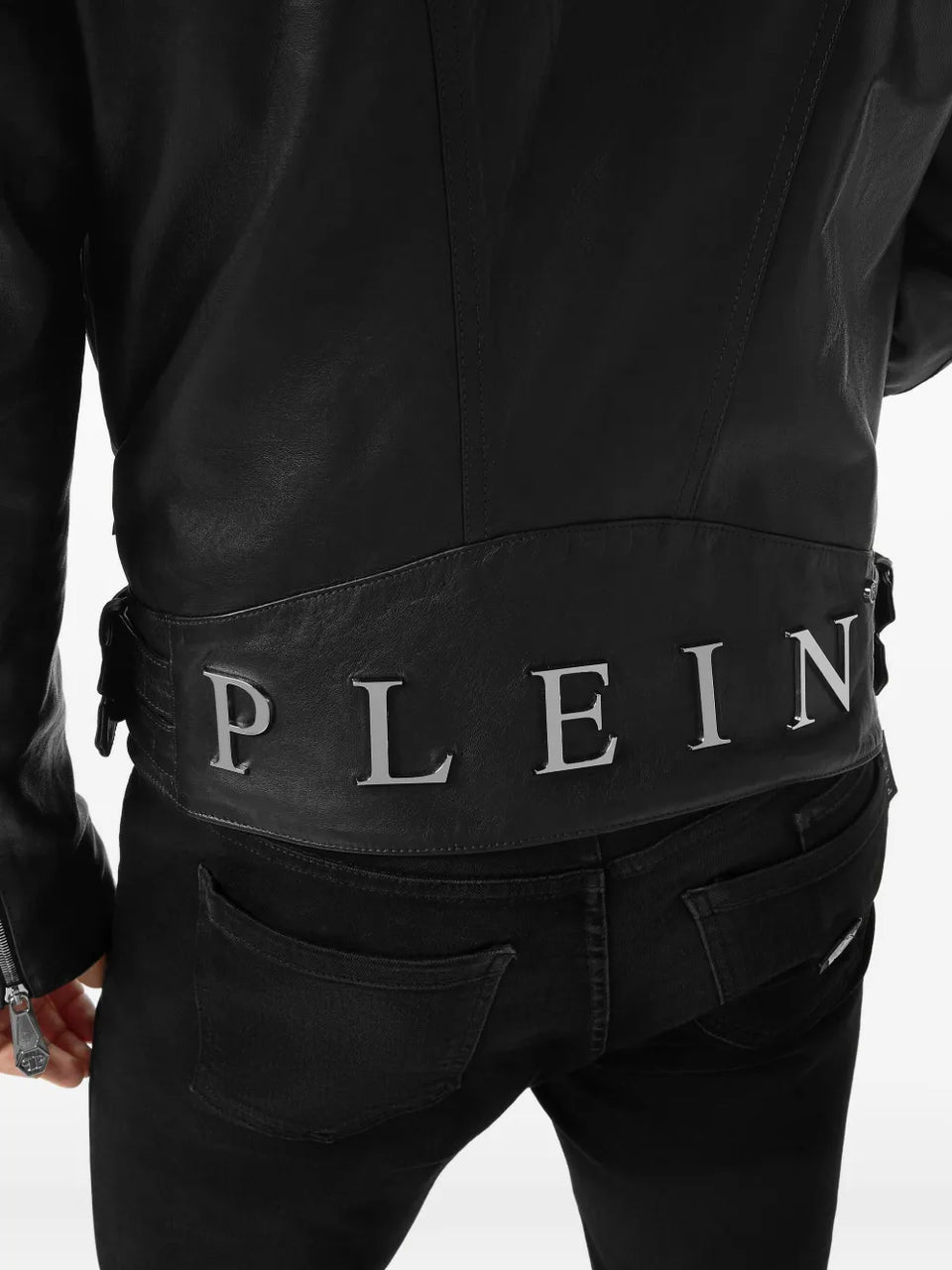 shearling-collared biker jacket