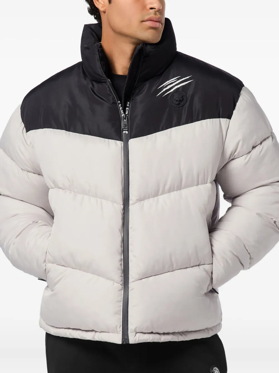 colour-block puffer jacket