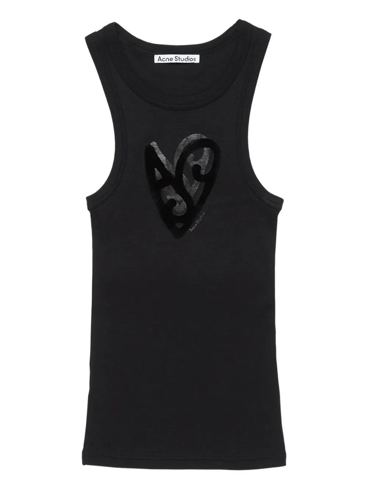 heart-motif sleeveless tank top