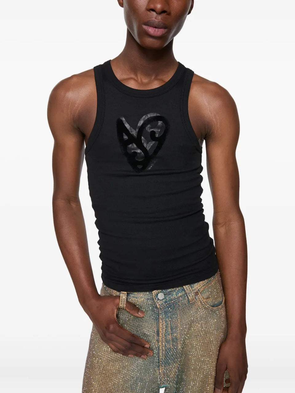 heart-motif sleeveless tank top