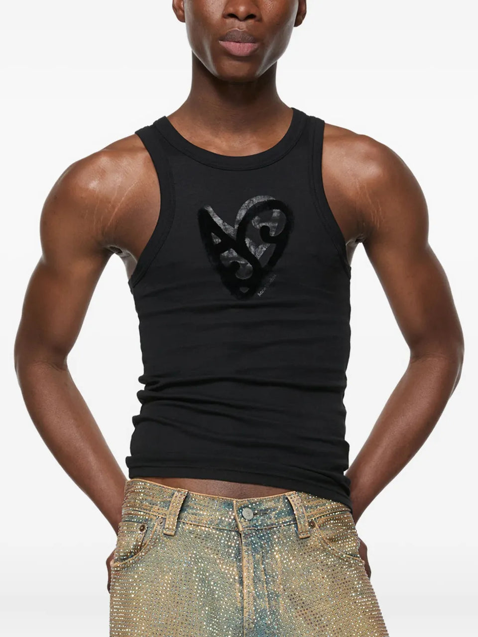heart-motif sleeveless tank top