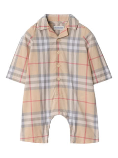 checked cotton romper