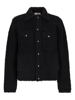textured button-fastening shirt jacket