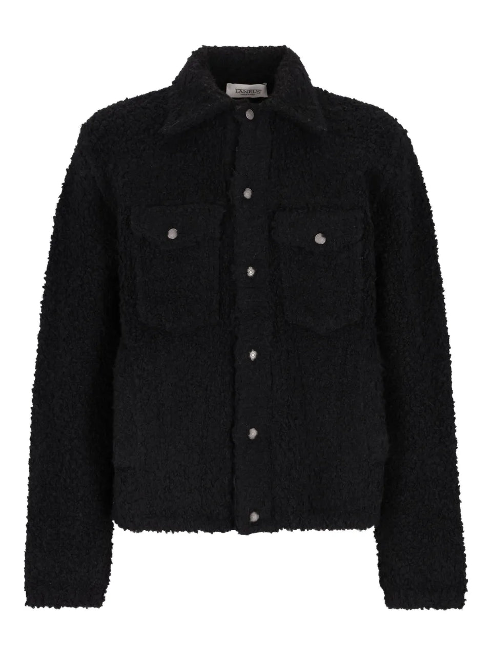 textured button-fastening shirt jacket