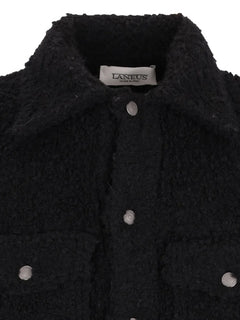 textured button-fastening shirt jacket