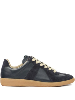 suede and leather lace-up sneakers