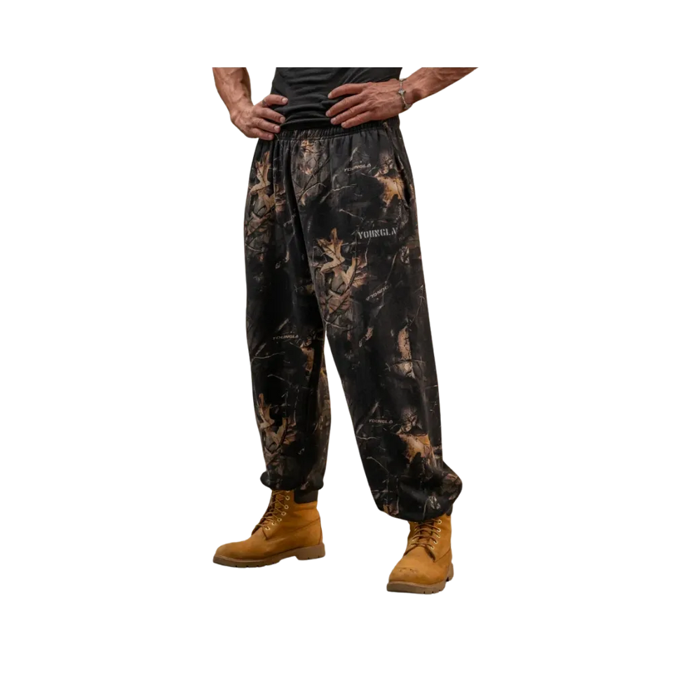 YoungLA Tree Camo Collection Baggy Joggers Black Tree Camo