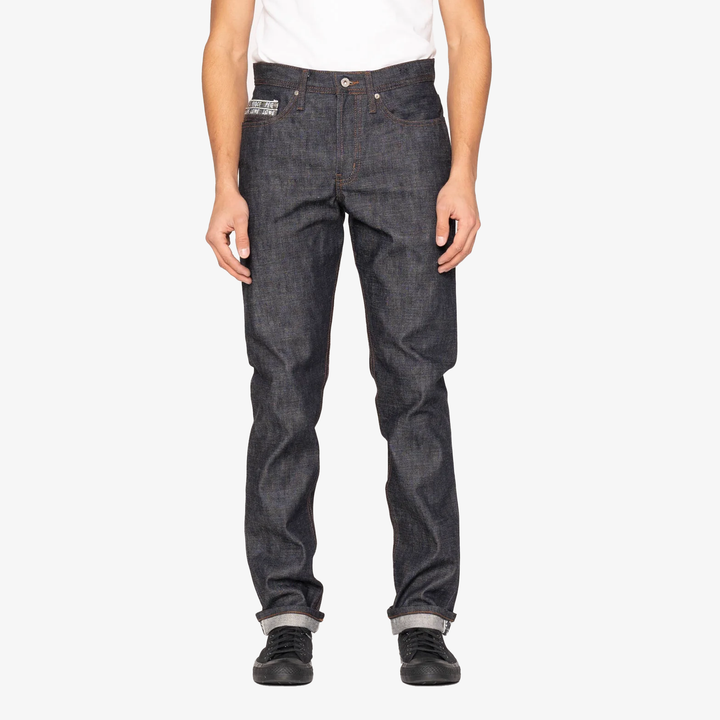 Naked & Famous WEIRD GUY - LOVE & PEACE SELVEDGE { BLUE