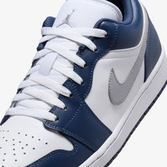 JORDAN AIR JORDAN 1 LOW { WHITE/WOLF GREY-MIDNIGHT NAVY