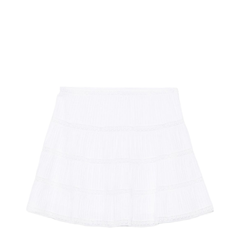 Mini Skirt with Embroidered Trims in Batiste Cotton
